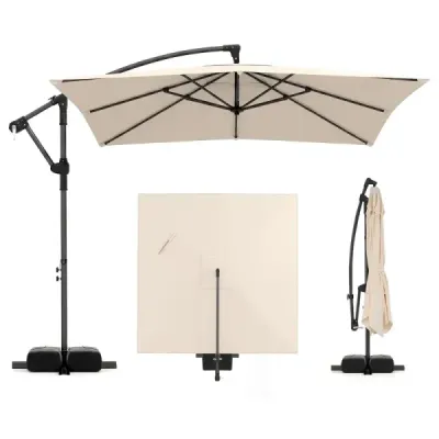 Rectangular Sunshade cu stand & LED-uri lumini cranked Gardenshade Bej