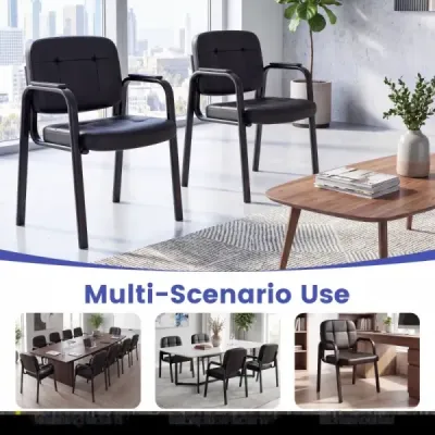 6 Set Scaune conferinta cu brate capitonate Scaune birou Scaune vizitatori Negru