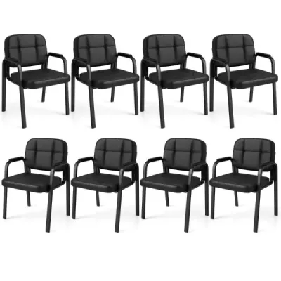 8 Set Scaune conferinta cu brate capitonate Scaune birou Scaune vizitatori Negru