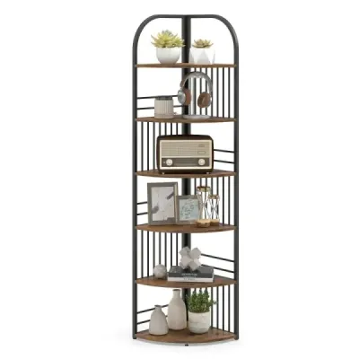 raft colt cu 6 etaje 181,5cm cadru metalic depozit sta stand living Rustic Brown & Black