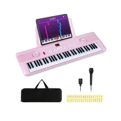 61 tastatură pian începător Microfon de muzică Stand de transport sac roz