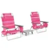 2nd set scaune de plaja cu masa Scaune pliabile de camping cu spătar reglabil roz