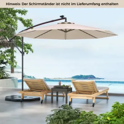 stand de umbrele 52 litri / 78 kg + parasolar cu 40 de lumini solare LED Set bej