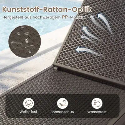 2nd set weatherproof sun lounger cu backrest reglabil canapea de grădină din plastic