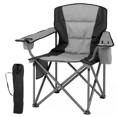 Scaun mare de camping Portable Scaun pliant cu Zipper Cooler sac & drink Holder negru