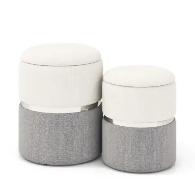 Seat Stool Otomani cu 32L + 21 L depozitare Pouf Stool rotund canapea scaun lateral Gri