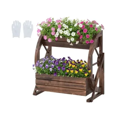 cutie de flori 2 etaje cutie de lemn rustic cântărire cutie de plante cu prize Cafea