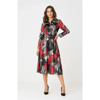 Rochie de tricou pentru jumătate din pui Ann Gissy negru și roșu (XY202113(5))