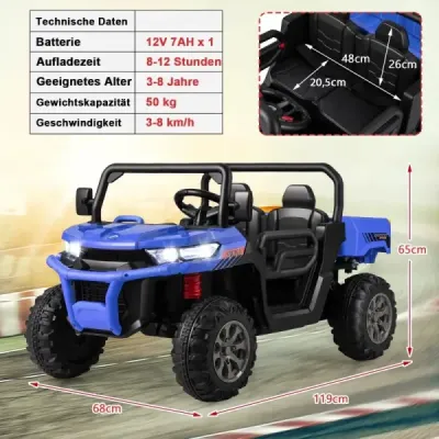 Tipar jgheab pentru copii cu 2 scaune si zona de incarcare si telecomanda Blue