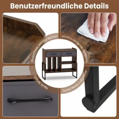 Stand de înregistrare cu prize & conexiune USB & Tip-C cu 2 sertare de material pliabil Brown