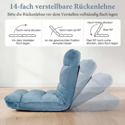 Scaun podea pliabil cu spătar reglabil și spumă de înaltă densitate (verde)