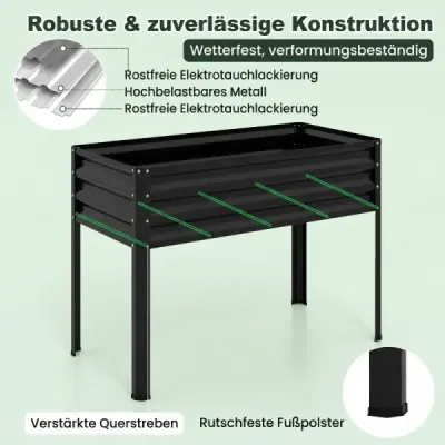 Metal galvanizat cu acoperire PE Gradina crescuta cu usa rollable & curea de fixare negru