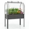 Metal galvanizat cu acoperire PE Gradina crescuta cu usa rollable &amp; curea de fixare gri