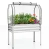 Metal galvanizat înalt cu acoperire PE Gradina crescuta cu usa rollable si curea de fixare argintiu