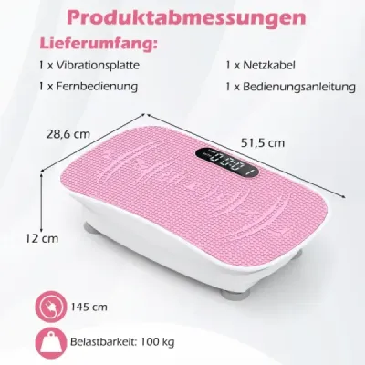 Placă de vibraţii cu 10 nivele de viteză şi Trainer de vibraţii la distanţă cu LED-uri Display White