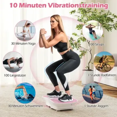 Placă de vibraţii cu 10 nivele de viteză şi Trainer de vibraţii la distanţă cu LED-uri Display White