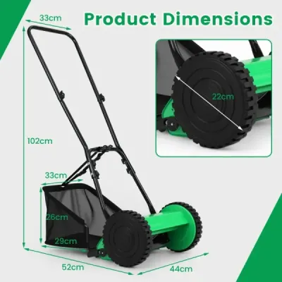 Maşina de tuns iarba cu o lăţime de 30 cm 18,5 litri coş de captură verde