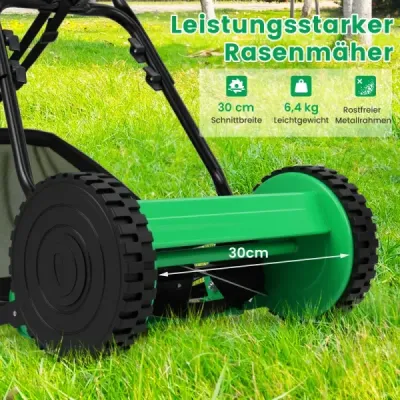 Maşina de tuns iarba cu o lăţime de 30 cm 18,5 litri coş de captură verde