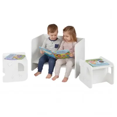 Masa pentru copii cu 2 scaune masa si scaun set cu masa Joaca masa cu model dragut pentru camera pentru copii Alb