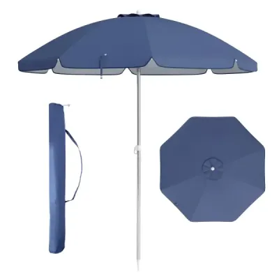 Umbrela de plajă cu UPF 50+ & 30° Knickbar Windproof Umbrela de plajă Sunshade Marine Blue