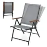 Set 2 scaune de gradina cu spătar reglabil de 5 ori Scaune de balcon pliabile până la 150 kg gri