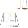 Set de leagăn 2 părți cu corzi reglabile + cadru leagăn cu A-frame set albastru + galben