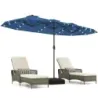 Dublu soareshade cu stand &amp; LED-uri &amp; UPF 50+ umbrela gradina umbrela albastru