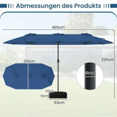 Dublu soareshade cu stand & LED-uri & UPF 50+ umbrela gradina umbrela albastru