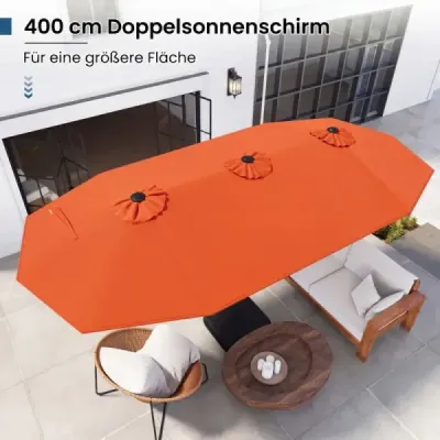 Dublu soareshade cu stand & LED-uri si umbrela gradina UFF 50+ umbrela Portocaliu