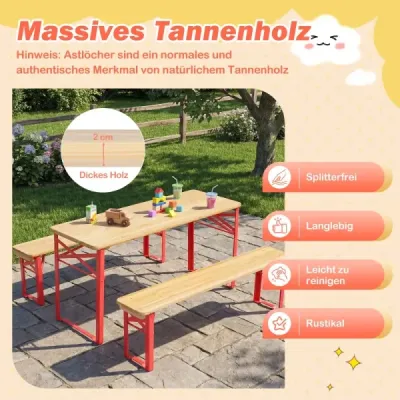 Grup de scaune pentru copii Grup de scaune pliabile cu masa de picnic & 2 banci pentru copii