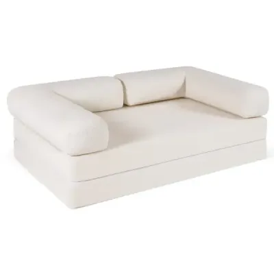 canapea canapea 2 locuri scaun de dormit cu cotiere detașabile & backrest canapea de dormit pliabil Bej