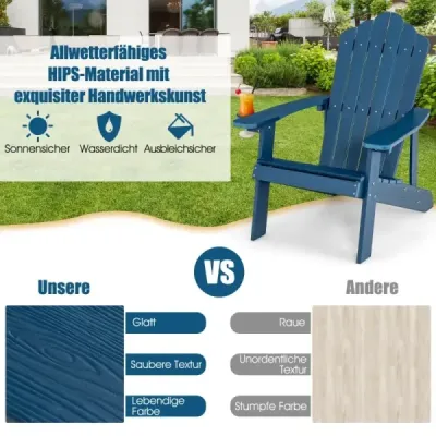 Set 2 Scaun Adirondack Scaun gradina cu suport bautura albastru