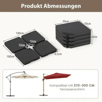 Stand Sunshade 60 litri / 84 kg + 3m Sunshade Lightshade Set Bej