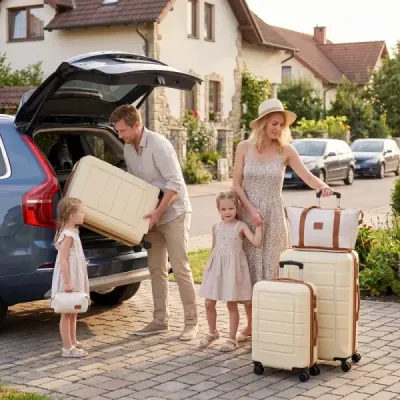 Valize Set 5 Caz de călătorie parțial extensibil cu 1 sac de călătorie & 1 sac de cultură bej