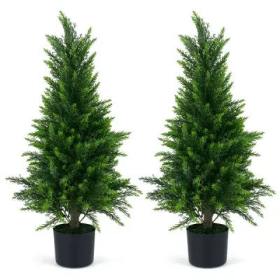 2 piese Cedru artificial 90 cm Planta de arta in oala Dekoflanze Realistic cu stema PE