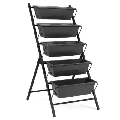 5-Short Vertical High Beet Plant Beet with 5 Removable Flower Boxes Black