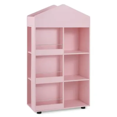 Camera pentru copii Montessori 116cm Bookcase pentru copii Lemn & Toy Storage Roz