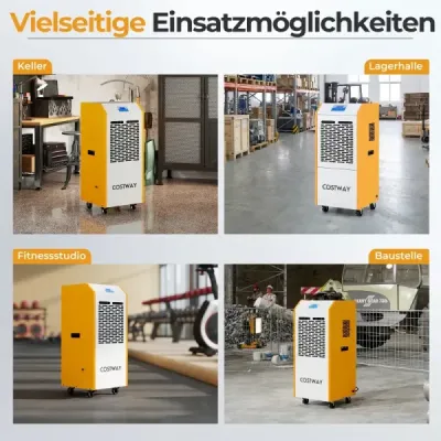 Dezumidificator de aer 90L/zi Uscator de constructii Comercial cu pompa Furtun de evacuare 4 roti 24H Timer