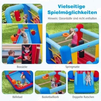Hüpfburg cu blower & slide & zona de sarituri & baschet & saci de box & baie minge Bouncy Castle