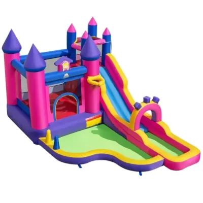 Slide de apă gonflabile Princess Water Park cu Slide lung Zona de salt (fără Blower)