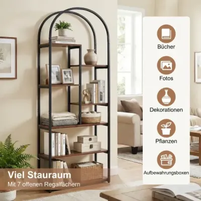 Librărie din metal cu 7 etaje Stil industrial 70x30x181.5cm Brown