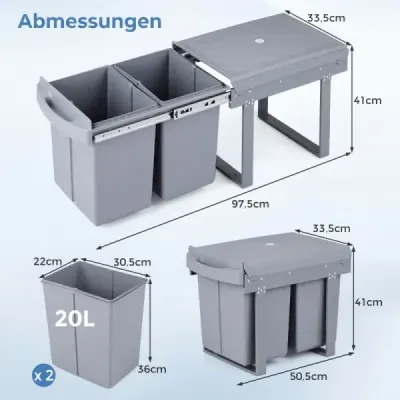 gunoi de bucătărie coş cu 2 compartimente extensibil bucătărie găleată cu capac ABS