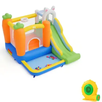 Hüpfburg Spielburg mit Slide + 550W Hüpfburge- Bläe mit Griff & Set
