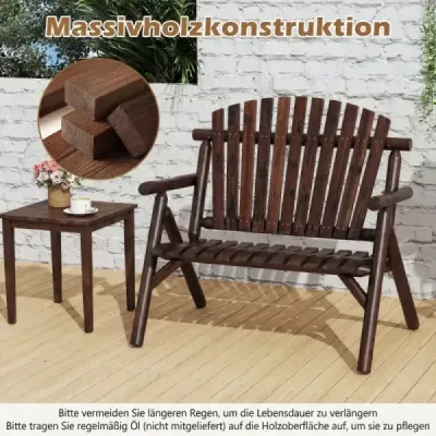 Banc de grădină din lemn masiv rezistent la vreme 2 persoane Terrace Garden Brown