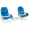 2 scaune de plaja cu masa Scaune de camping pliabile cu palmier de cocos backrest reglabil