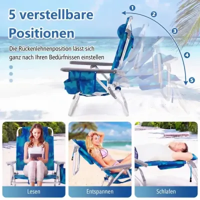2 scaune de plaja cu masa Scaune de camping pliabile cu palmier de cocos backrest reglabil