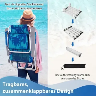 2 scaune de plaja cu masa Scaune de camping pliabile cu palmier de cocos backrest reglabil