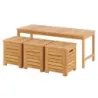 Banc de gradina din lemn cu 3 cutii de depozitare 2 locuri balcon banca fara bancheta din lemn backrest