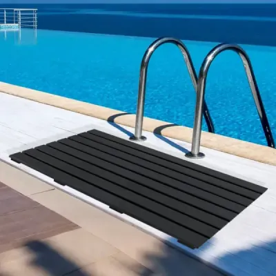 Element podea pentru duș solar WPC + 60L duș solar inclusiv. Set negru de duș grădină de acoperire