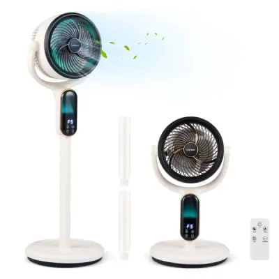 Stand ventilator 54-96 cm înălțime ventilator reglabil cu 8 niveluri 12 ore timer alb